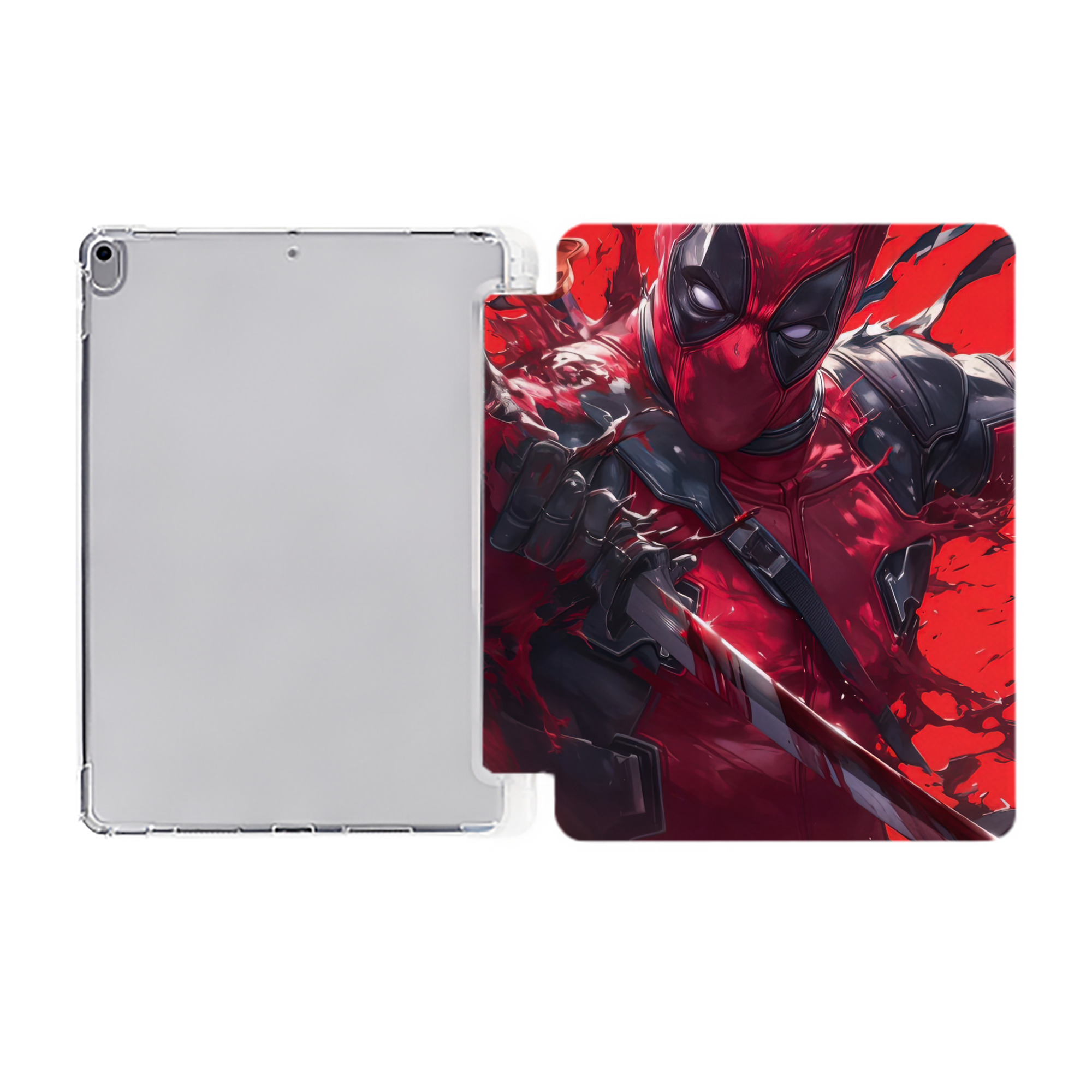 （画像用） Deadpool デッドプール IPad ケース ペン収納付き 三つ折りスタンド PUレザー×シリコン 対応機種9.5/10.5/10.9インチ